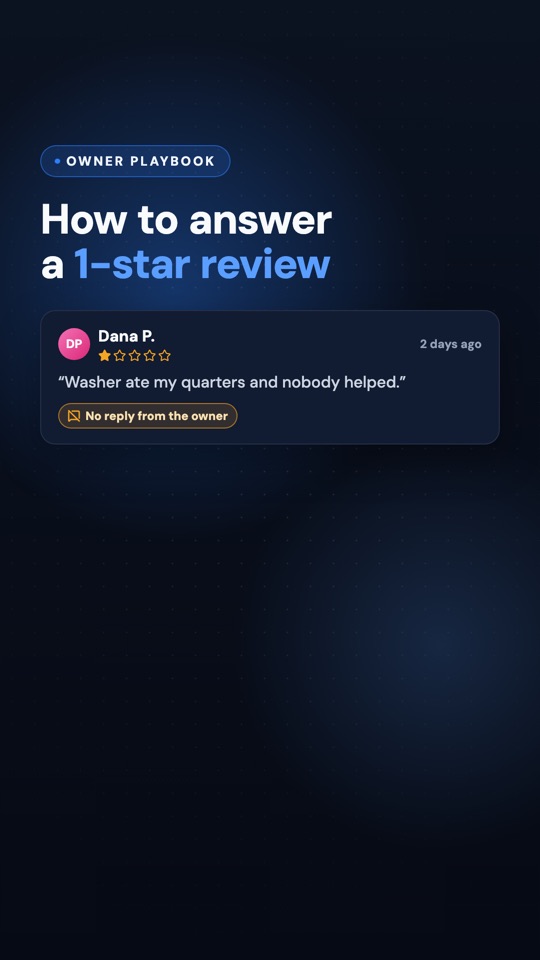 How to reply to a 1-star review (for laundromat owners)